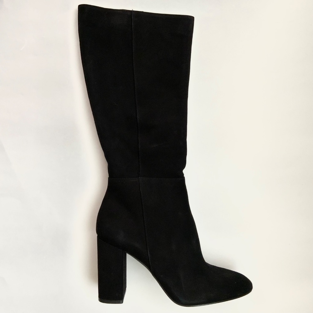 STEVE MADDEN Women's Ninny Black Nubuck Heeled Boots Pointed Toe Block heel Boot - Picture 9 of 11